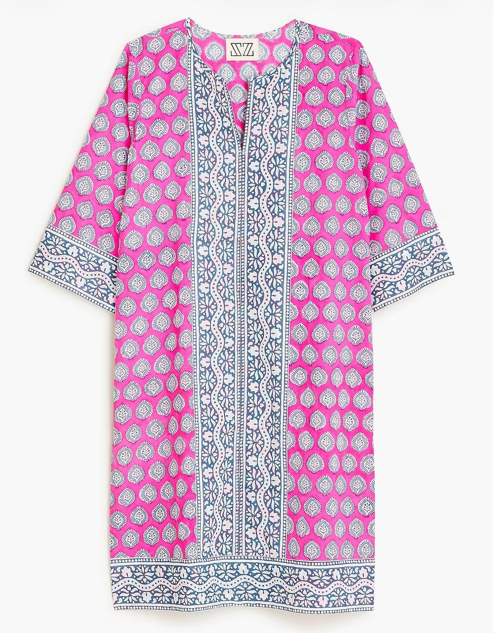 SZ Blockprints X J.Crew tunic dress in Bagru print
